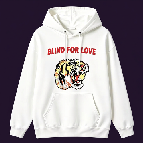 Біле худі Gucci Tiger на темно-фіолетовому тлі